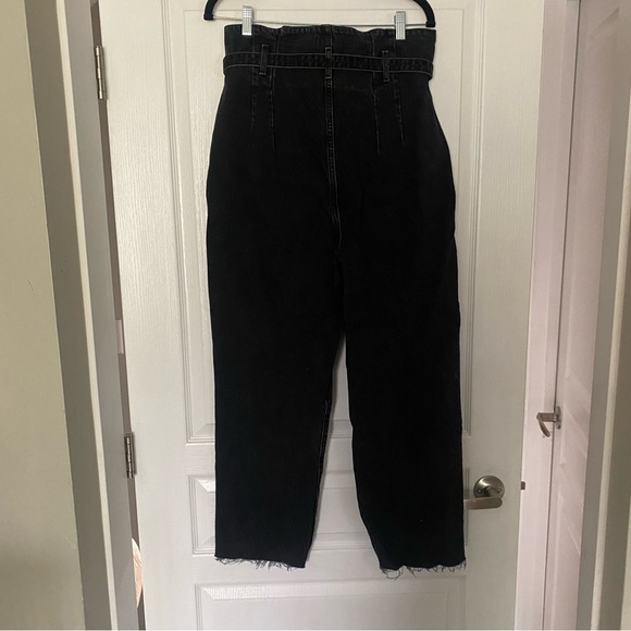 Abercrombie & Fitch High Rise Paperbag Waist Jeans 32 14 Dark Grey Washed Black - Picture 3 of 4